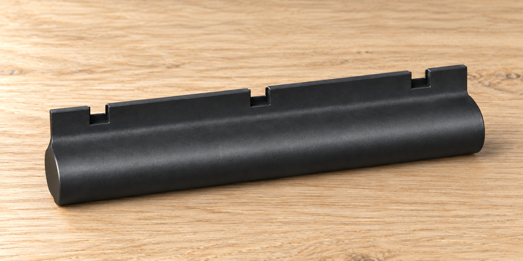 AI illustration: Wiring duct cover on a wooden table